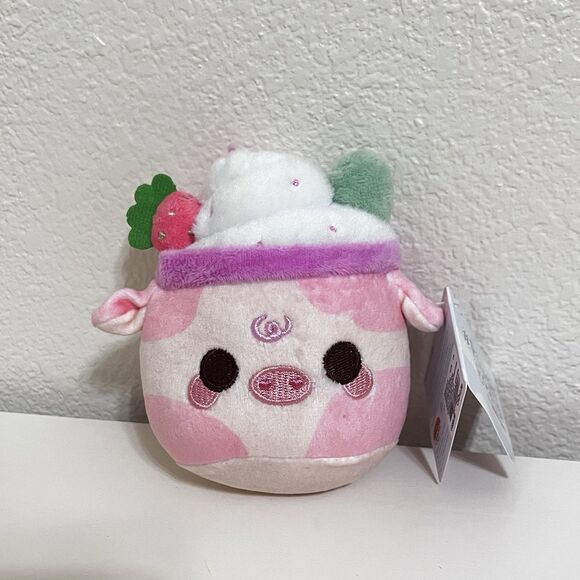 #Plush Goals By Cuddle Barn Strawberry Mooshake Cow Clip Mini Series 4.5" NWT - Picture 10 of 10